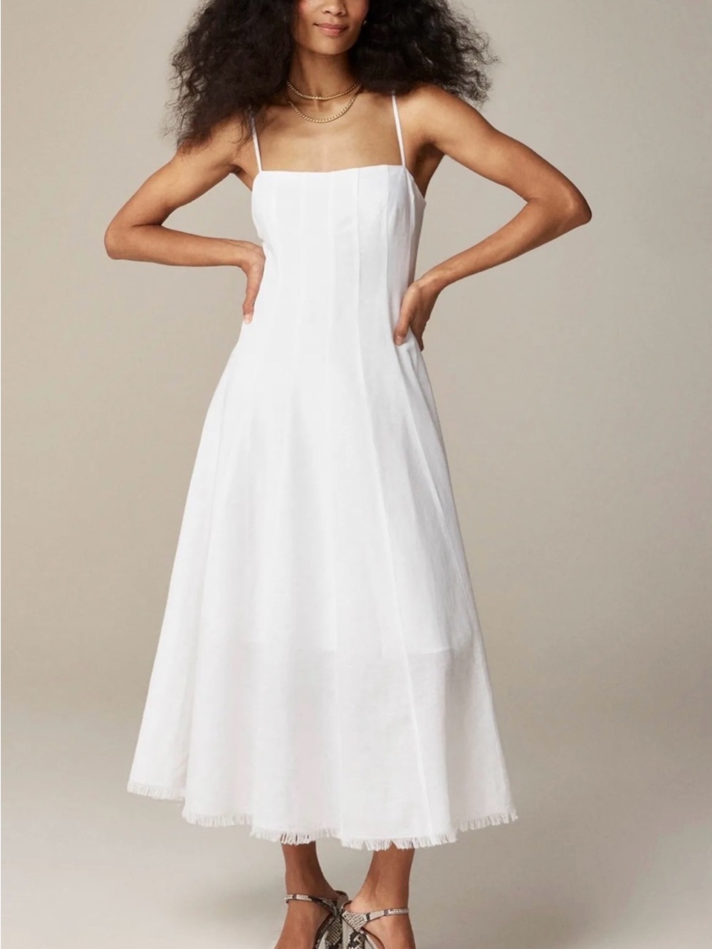 NWT J.Crew Linen White Midi Dress